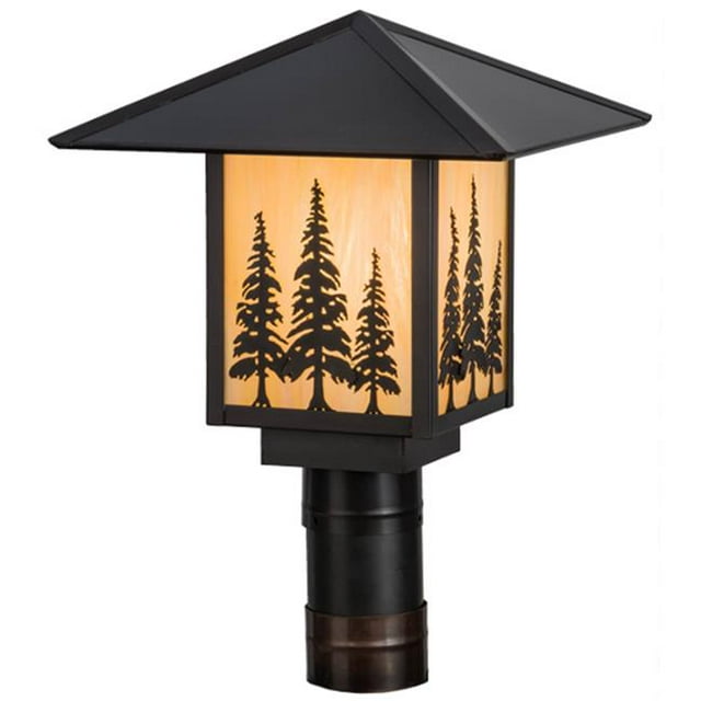 Meyda 156411 12 in. Square Seneca Tall Pines Post Mount, Bai & Craftsman