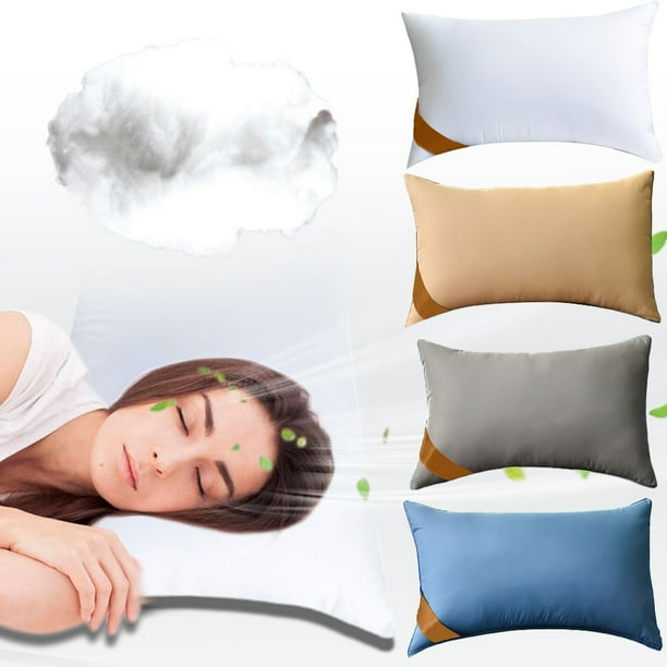 Almohada de plumón de grado hotelero | Núcleo de terciopelo suave y de apoyo | Funda de algodón respetuosa con la piel | Para los que duermen boca arriba, de lado y boca abajo | Blanco, Azul, Gris
