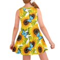 thumbnail image 2 of Renewold Sunflowers Girls Princess Tank Dress Size 5-6 Years Blue Butterfly Round Neck Midi Sundress Fashion Sleeveless Party Beach Skater Dresses Kids Gifts, 2 of 6
