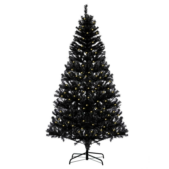 Luku 6.5 Ft Prelit Artificial Christmas Tree, Black Christmas Tree with 250 Warm White LED Lights & 818 Branches