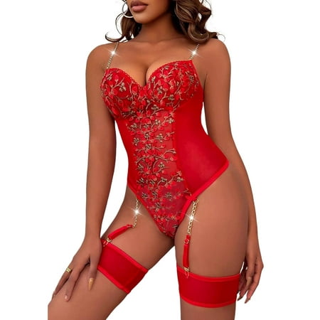 

Enwejyy Women s Lingeries Christmas Underwear Floral Sexy One Piece Bodysuits Sleepwear