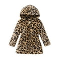 thumbnail image 1 of Gureui Kids Baby Girls Spring Jacket, Fall/Winter Long Sleeve Leopard Elastic Waist Zip-Up Hooded Coat Outerwear, 1 of 9