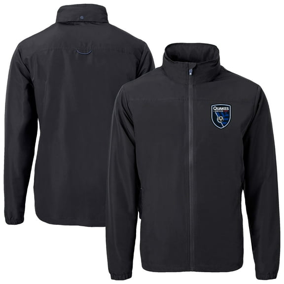 Men's-Cutter & Buck  Black San Jose Earthquakes Charter Eco Recycled Full-Zip Jacket