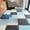 White Gray Blue, variant on odorsTT 24pc Inspired Interlocking Carpet Pads, Easy To Clean, Square Pattern, Non-Slip EVA Backing, Protective Floor Tiles, Exercise Mat