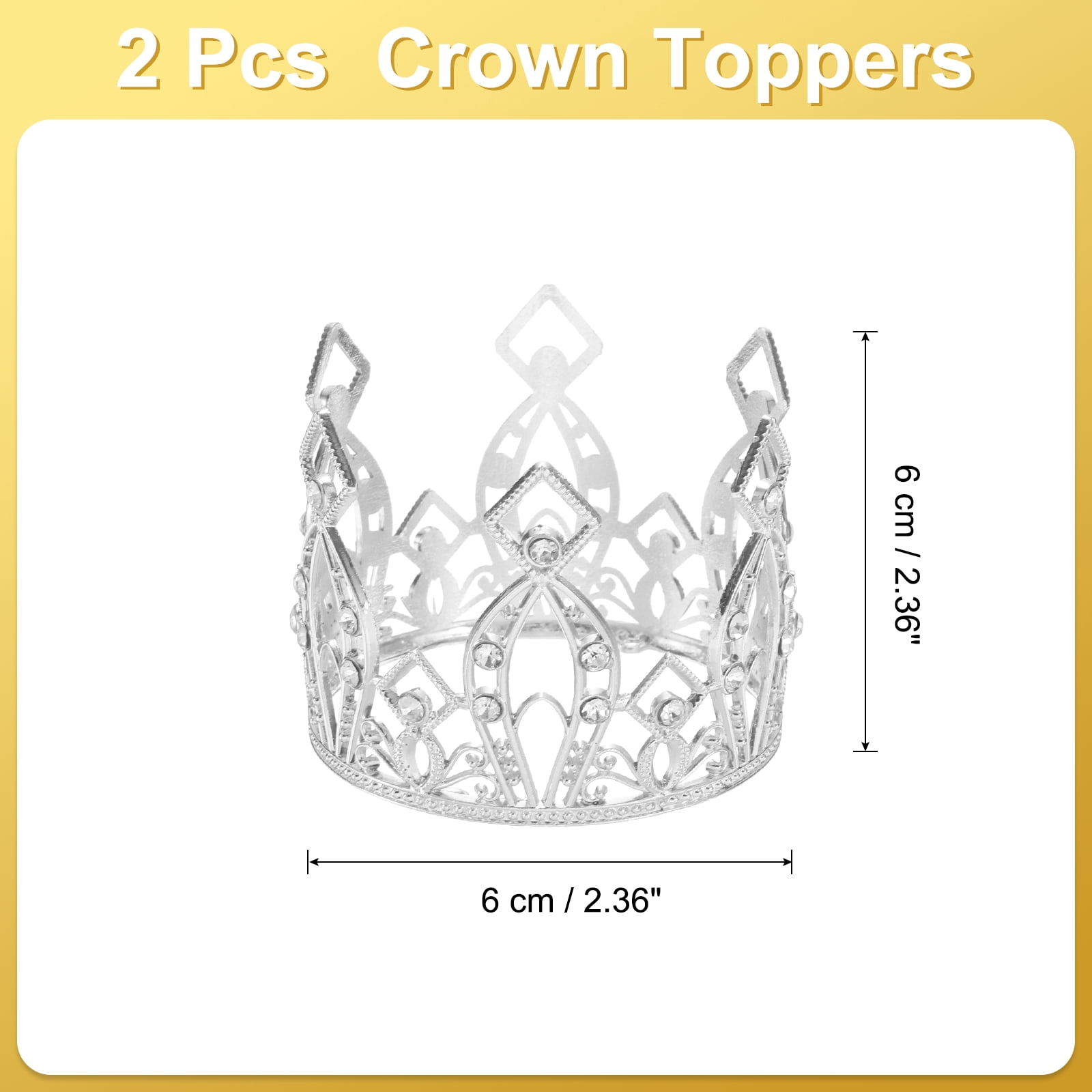 Unique Bargains Mini Crown Cake Toppers, Alloy Queen Tiara Cupcake Decor for Party Silver