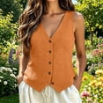 thumbnail image 2 of Women's V Neck Button Down Vest, Sleeveless Summer Knit Tank, Lightweight Casual Layering Top, 2 of 4