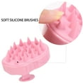 thumbnail image 3 of 2 Pcs Hair Shampoo Brush Scalp Massager Silicone Scalp Scrubber Scalp Brush Hair Wash Tool for All Hair Types - Black and Pink, 3 of 5
