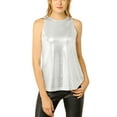 thumbnail image 5 of INSPIRE CHIC Women's Halloween Holographic Shiny Shirt Party Disco Metallic Tank Top for Women 3XL Light Silver, 5 of 7