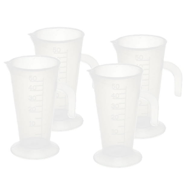 4Pcs 50mL Plastic Kitchen Laboratory Measuring Cup Mug Measurement
