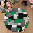 thumbnail image 3 of Modern Green Grey Round 13 Inch Placemats Set of 8, Abstract Geometric Color Blocks HeatResistant Non Slip Place Mats for Dining Table, Wipeable Braided Kitchen Table Mats for Housewarming, 3 of 9