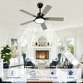 XAUJIX Ceiling Fan with Light and Remote Control, Modern Flush Mount Ceiling Fan 52 '' 6-Speed Reversible DC Motor 5 Wood Fan Blades Yellow and Black