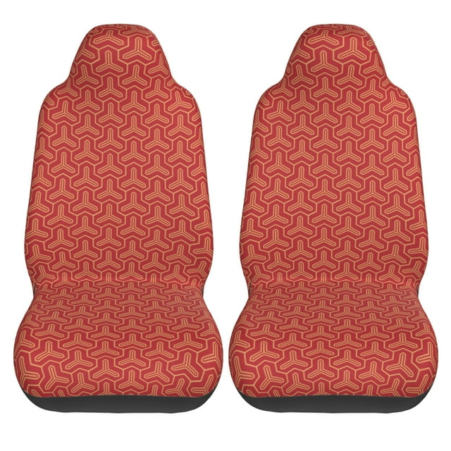 LAKIMCT Chinese Classical Gold Print Car Seat Covers Vehicle Front Seat Covers Universal Fit Seat Protector