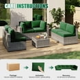 thumbnail image 7 of Clouddwell 14-Piece Outdoor Cushion Set for 6-Seat Wicker Sectional - Waterproof, High-Resilience Foam (Green), 7 of 7