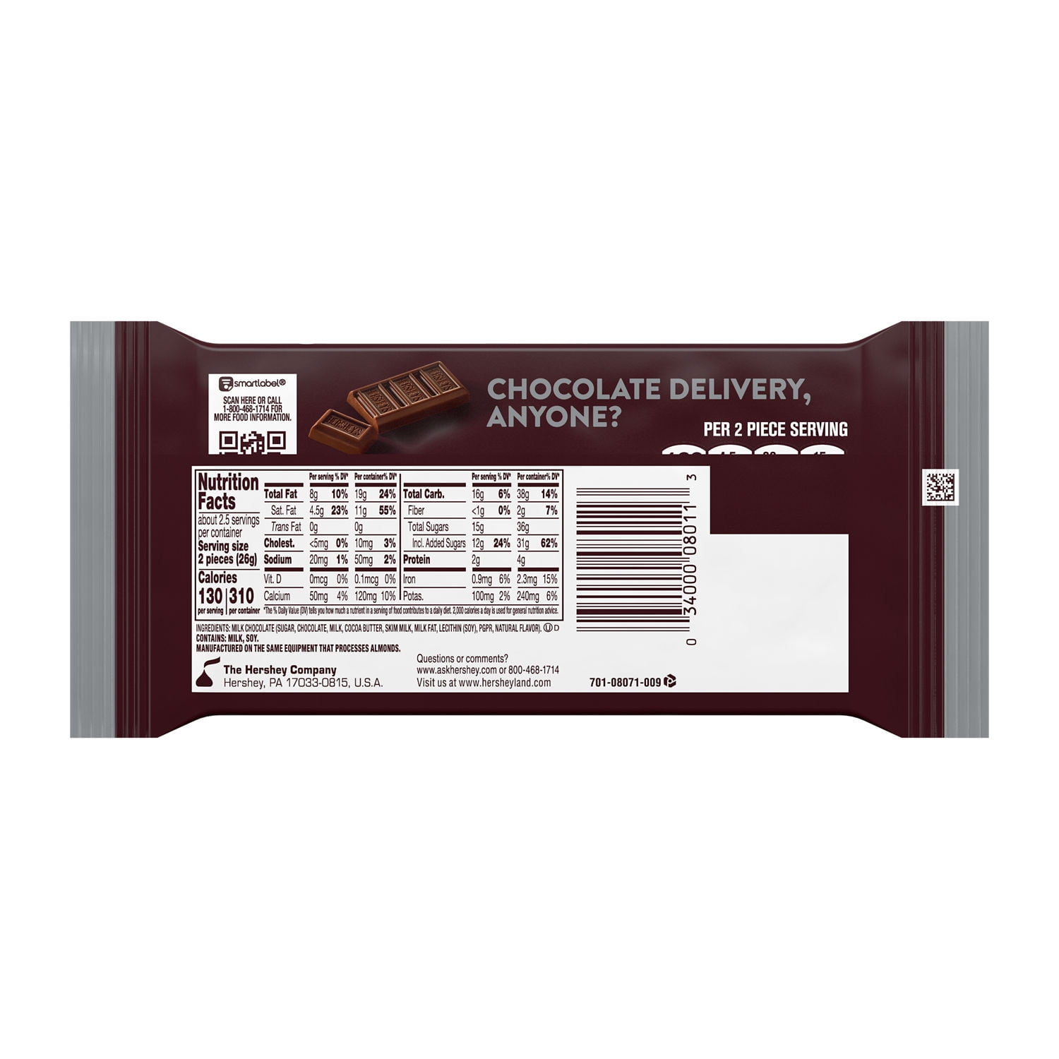 (2 pack) HERSHEY'S, Milk Chocolate Snack Size Candy, Individually Wrapped, 2.25 oz, Pack (5 Ct)