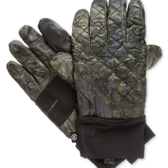 Isotoner Mens Quilted Smart Touch Gloves, Green, S/M