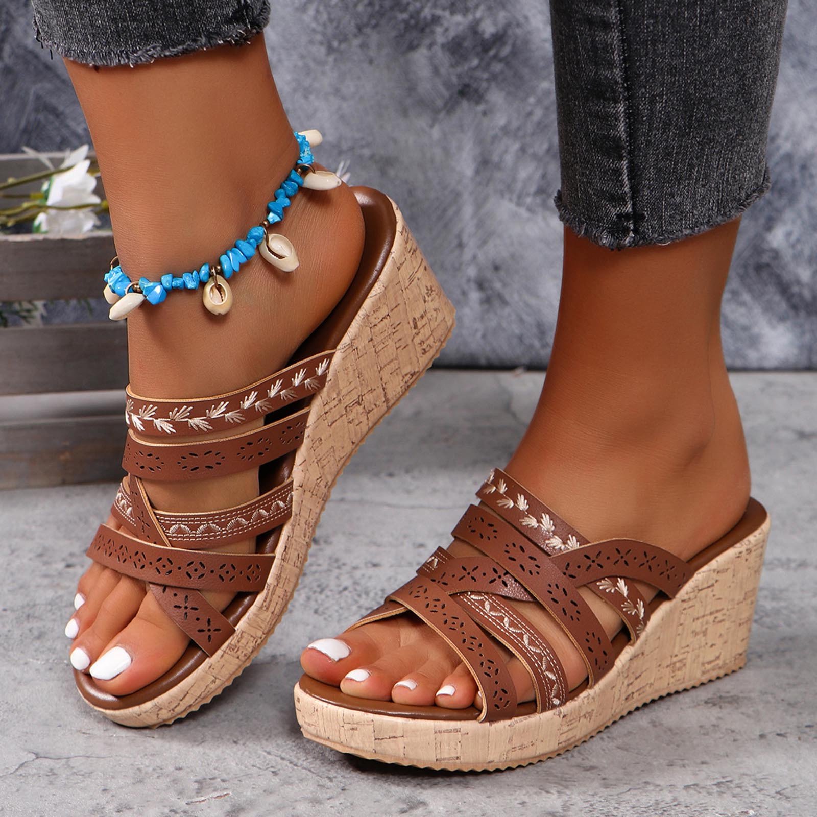 Bastwahl Sandales Et Mules pour Femme Plate-Forme Talon Compensé Bohême Respirantes Confortables Sandales de Plage Comfy Marche Voûte Plantaire Mode Bastwahl Sandales Et Mules pour Femme Plate-Forme Talon Compensé Bohême Respirantes Confortables Sandales de Plage Comfy Marche Voûte Plantaire Mode