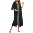 thumbnail image 4 of Housecoat Women's Short Sleeve Zipper Robe Long Nightgown Lougewear with Pockets S-XXL, 4 of 7