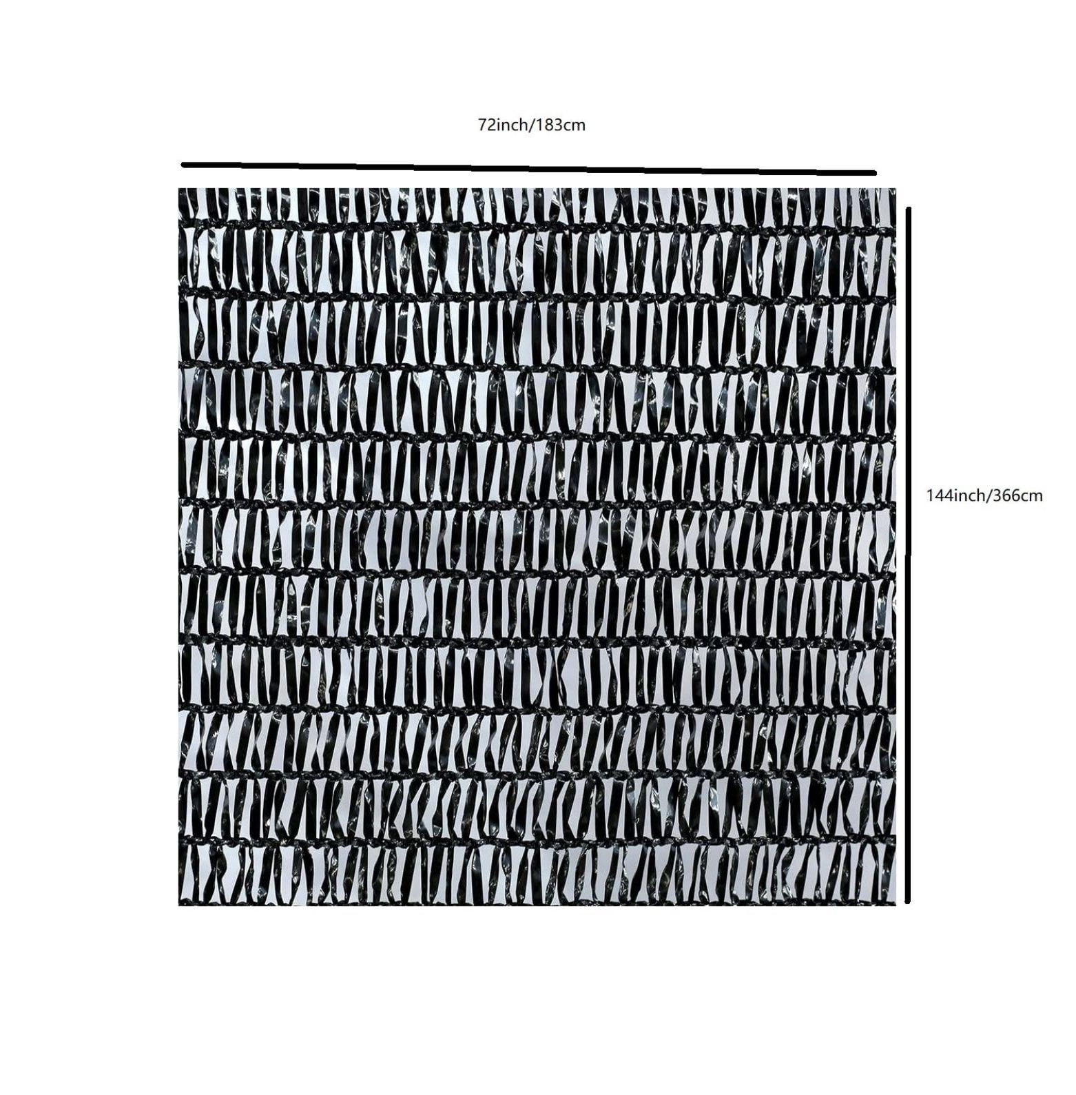 50% Shade Cloth Black - UV Resistant Sunblock Fabric for Plants, Garden, Patio - 6ft x 12ft with Clips