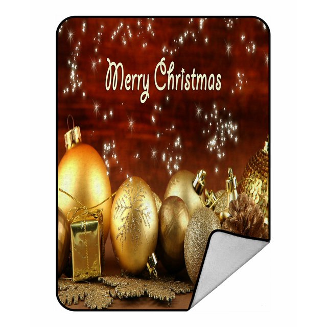 ABPHQTO Mesa de adornos navideños sobre fondo de madera Manta de forro polar Manta de forro polar 145x200 cm