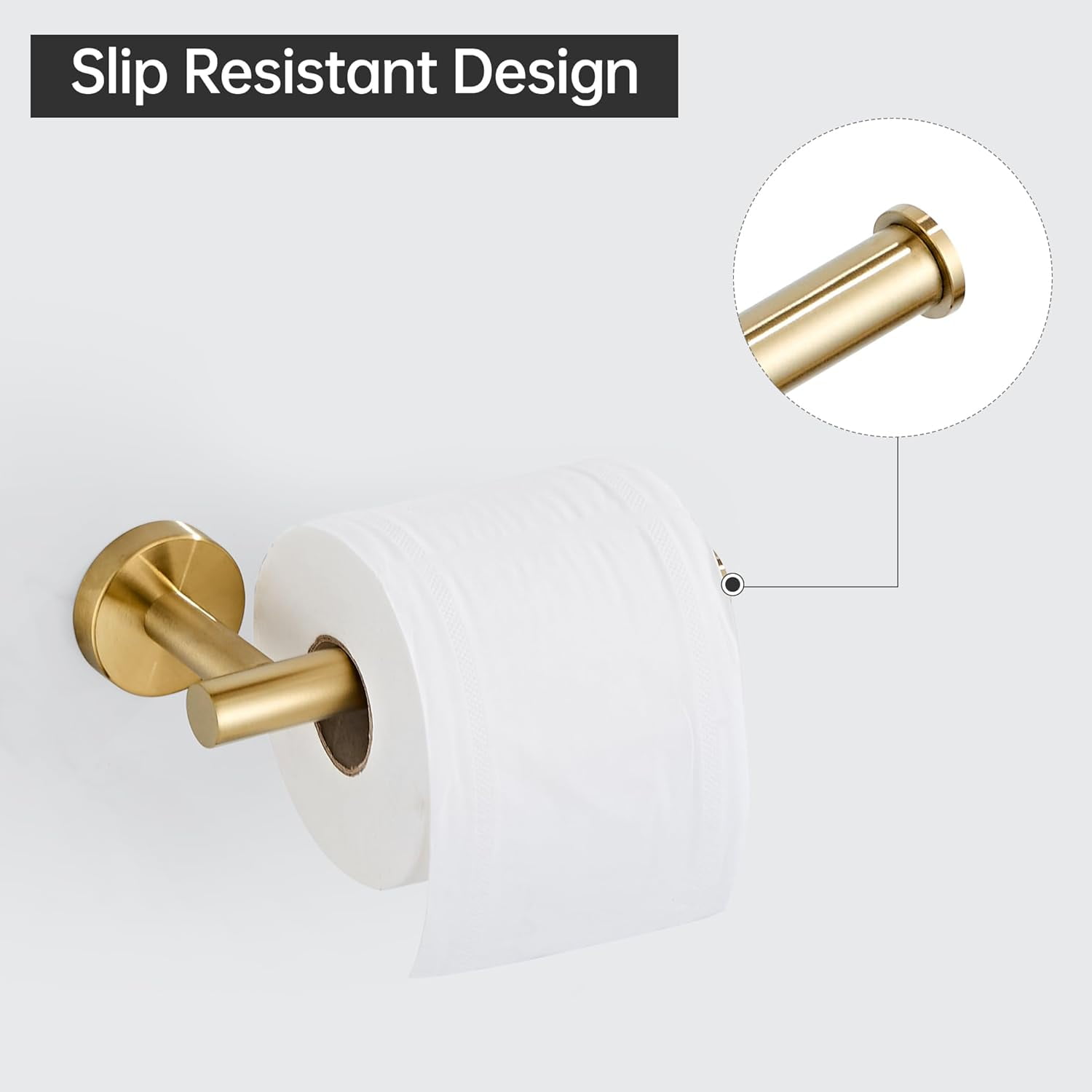 ABPETE Gold Toilet Paper Holder, Brushed Gold Towel Ring, Hand Towel Holder Toilet Paper Roll Holder Wall Mount Bathroom Accessories, Modern SUS 304 Stainless Steel Bathroom 2 Set