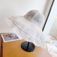 thumbnail image 2 of CoCopeaunts Summer Ladies Bucket Hats Wide Brim Sunscreen Beach Sun Hat Fashion Ruffles Fisherman Hat with Lace Neck Drawstring, 2 of 8