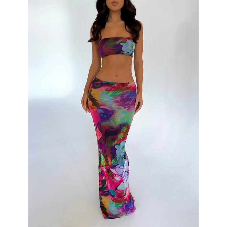 Tie dye tube skirt set sale