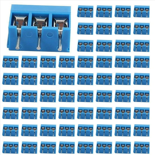 400 Piezas de Terminal de Conector de ABS Azul KF301-3P 5.08mm de 3 Pin ...