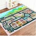 thumbnail image 1 of Fuzorise Kids Rug Kids City Road Rug Kids Puzzle Game Mat Kids Room Decoration Rug Kids Education Interactive Rug Suitable for Classroom Game Room Bed(Pink,2.6ftx3.9ft), 1 of 7