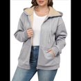 thumbnail image 1 of Sudadera con Capucha de Invierno de Larga con Cremallera para Mujer, Informal, Cálida y Acogedora, con Forro , para Otoño. Gris 4XL, 1 of 7