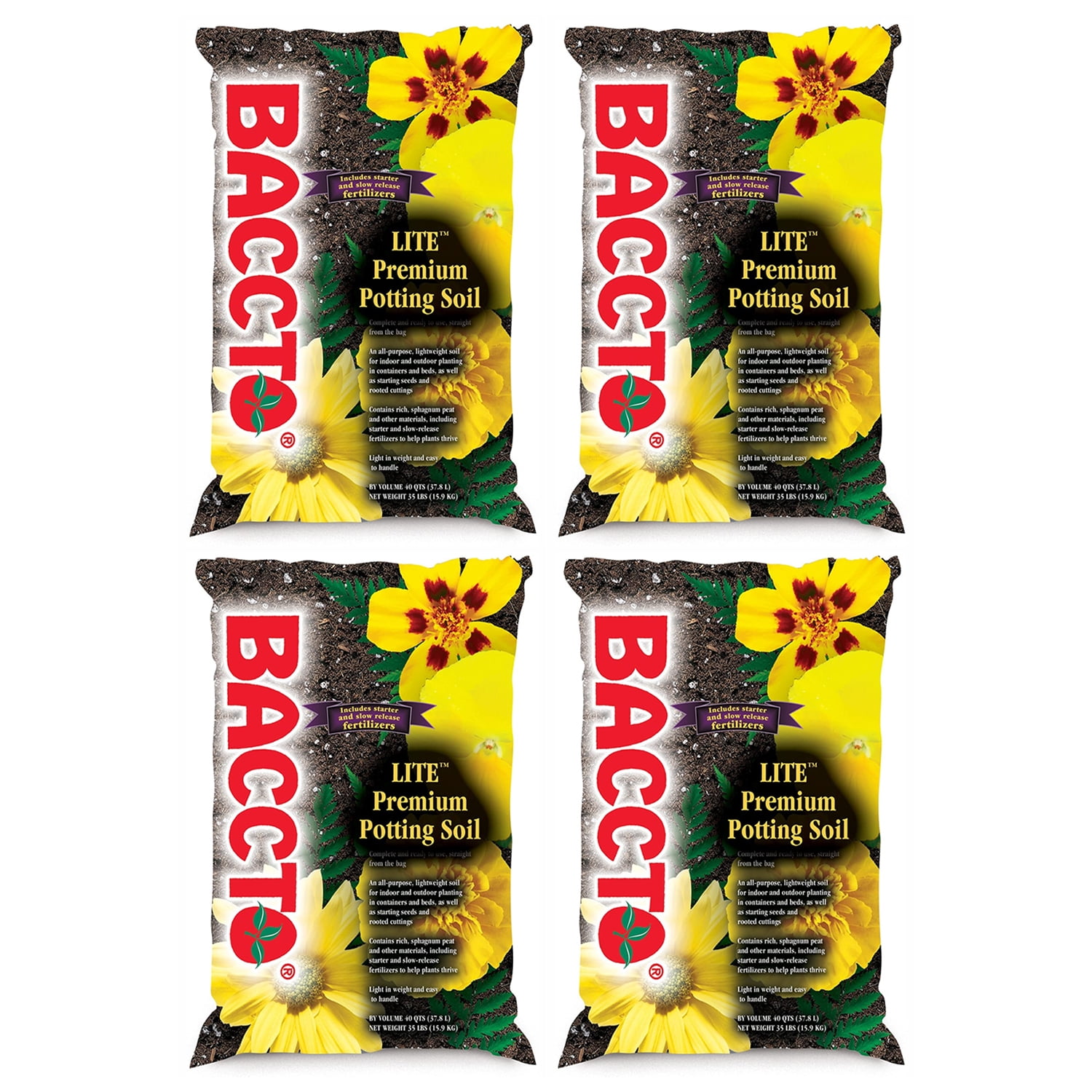 Michigan Peat Baccto Lite Premium Outdoor Potting Soil, 40 Quart (4