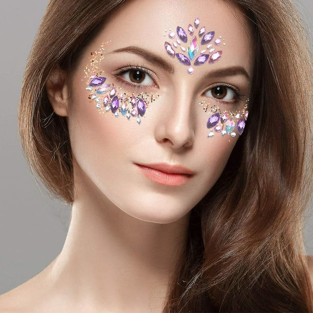 20 Sets Face Gems Glitter Mermaid Face Jewels Crystal Stickers With 20 Boxes Chunky Face Glitter Temporary Tattoos For Festival Rave Carnival Party