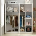 thumbnail image 6 of WIAWG 4 Door Wardrobe Armoire Closet with Hanging Rods and Shelves White, 6 of 7