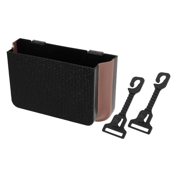 Unique Bargains Car Trash Can Portable Front Seats Trash Bin Black 1 Pc 9.8" Length 3.2" Width 6.3" Height Faux Leather