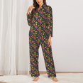 thumbnail image 2 of Honeii Mexican Folk Art Floral Print Women's Pajama Sets Long Sleeve Button Down Sleepwear Nightwear Soft Pjs Lounge Sets 2PCS-, 2 of 7