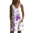 thumbnail image 7 of Dresses for Women Plus Size V-Neck Sleeveless Floral Printed Boho Summer Casual Loose Tank Dress with Pockets Beach Vacation Outfits, 7 of 7