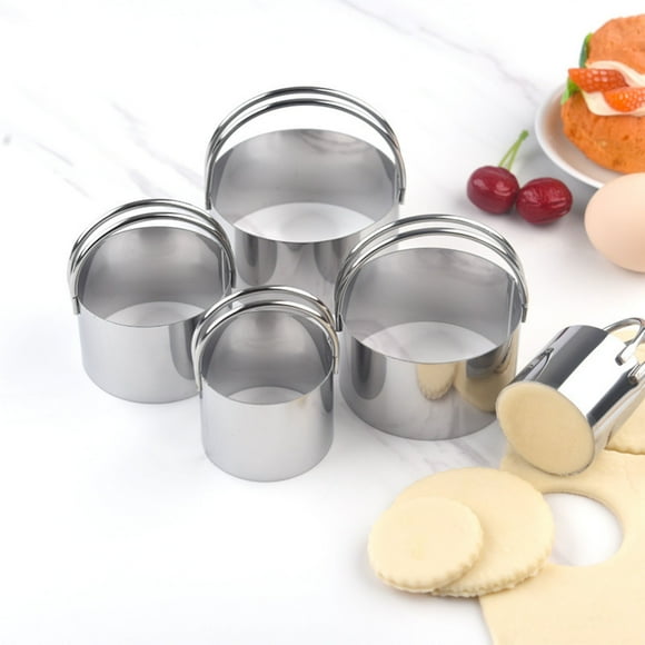 Baking Stainless Steel Round Cookie Cutter Set with Ring Handle for Precise Shaping 5 Molding Slitting Die Cutter Durable Kitchen Moulds for Baking