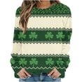thumbnail image 6 of Womens St Patricks Day Sweatshirts Crew Neck Loose Holiday Green Print Shirts Casual Comfy Pullover Tops (L, Green O), 6 of 7