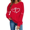 thumbnail image 5 of Uaswgudfs Women's Valentine's Day Crewneck Sweatshirt - Loose Fit Long Sleeve Casual Pullover with Double Heart, Valentine Graphic Top for Women, 5 of 6