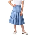 thumbnail image 3 of MKOSPLRT Girls' Maxi Skirts 4-15Y Tiered Elastic Waist Long Flowy Swing Ruffle Pleated Casual Summer Skirts for Travel Vacation, 3 of 9
