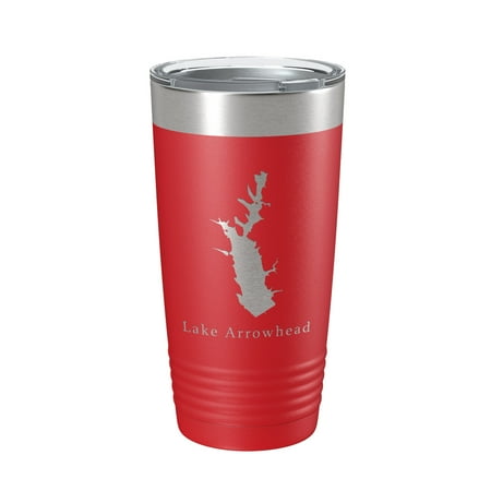 

Lake Arrowhead Map Tumbler Travel Mug Insulated Laser Engraved Coffee Cup Georgia 20 oz Red