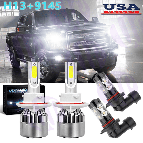 LED Headlight Hi/Lo Fog Light 4 Bulbs Combo kit for 2004-2014 Ford F-150 8000K