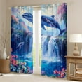 thumbnail image 2 of Erosebridal Blue Whale Curtains and Drapes (38x45), Lake Waterfall 30%-50% Blackout Curtains for Bedroom, Daisy Floral Curtains for Living Room, Window Curtains Room Decoration, 2 of 6