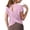 Pink, variant on Womens Short Sleeve Workout Tops Open Back Casual Yoga Shirts Y2k Athletic Gym Running Slouchy Crop Tops Basic T Shirts
