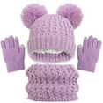 thumbnail image 2 of Kids Winter Hats and Gloves Kids Winter Hat Gloves Scarf Set,Girls Toddler Winter Hat Beanie with Pom Neck Warmer Gaiter Mittens Fleece Lined Set, 2 of 4