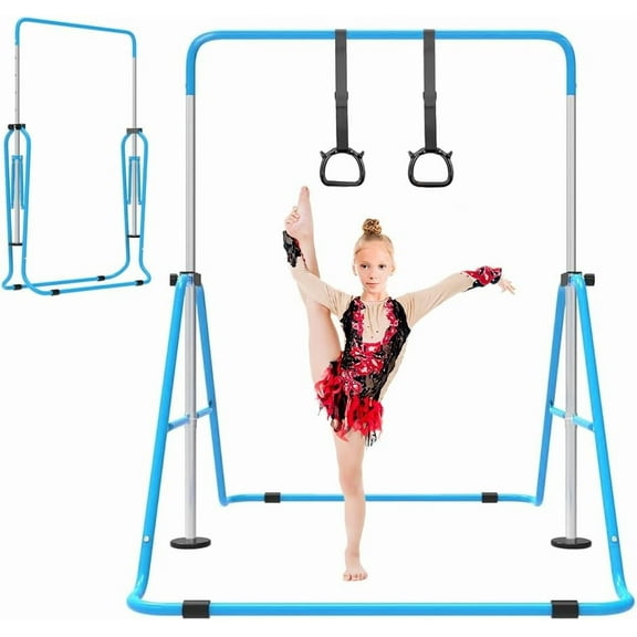 Expandable Gymnastics Bar for Kids, Adjustable Height Junior Training Kip Bar, Folding Gymnastic Horizontal Bars Monkey Bar, Home Gym Equipment for Kid Gymnasts, Child, Girl, Boy