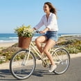 thumbnail image 4 of Costway 26-Inch Beach Cruiser Bike,with Adjustable Seat, Woven Basket & Rear Rack, Beige, 4 of 10