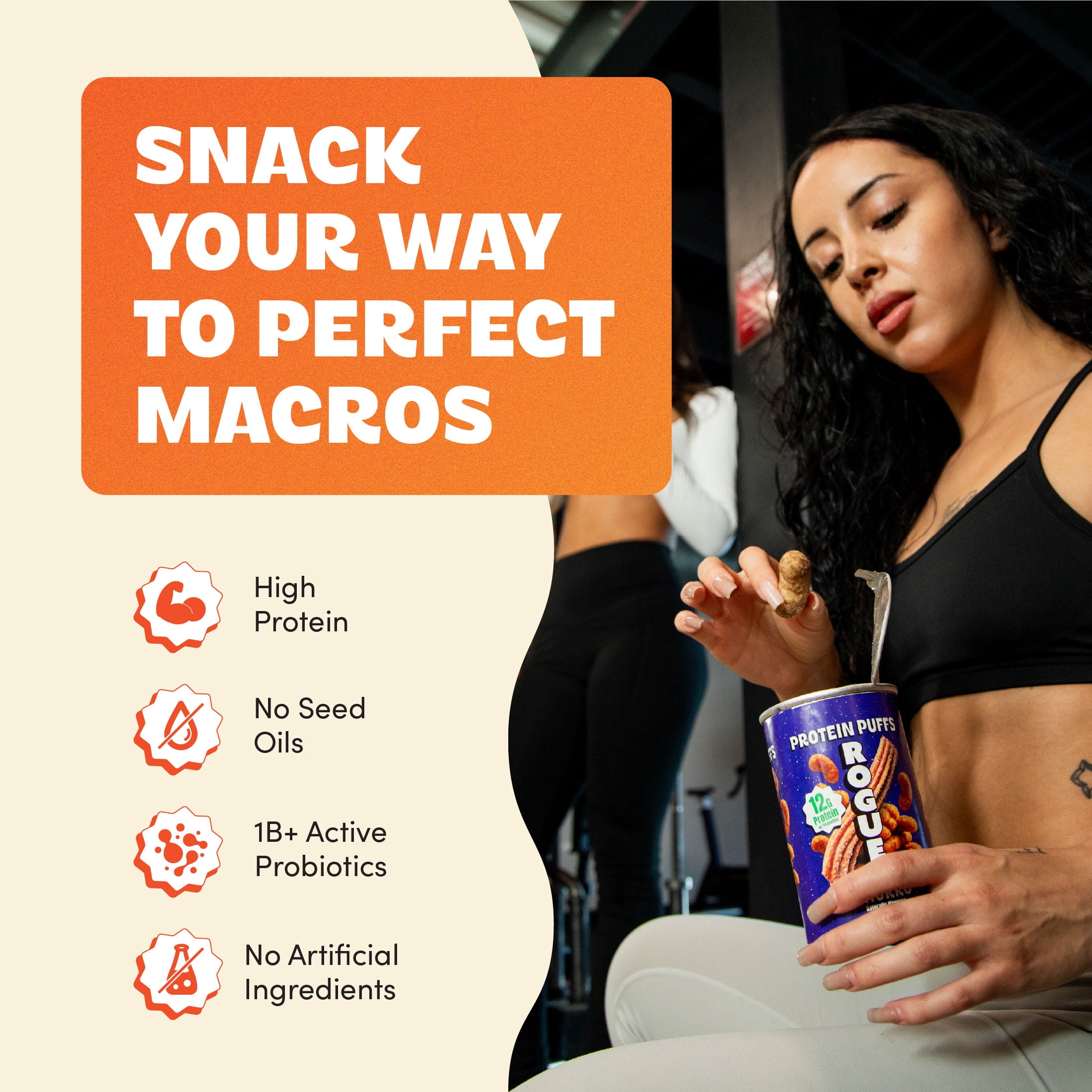 Rogue Snacks, Buffalo Chicken Wing Chips, 20g of Protein, Probiotics, 1.8 oz Can
