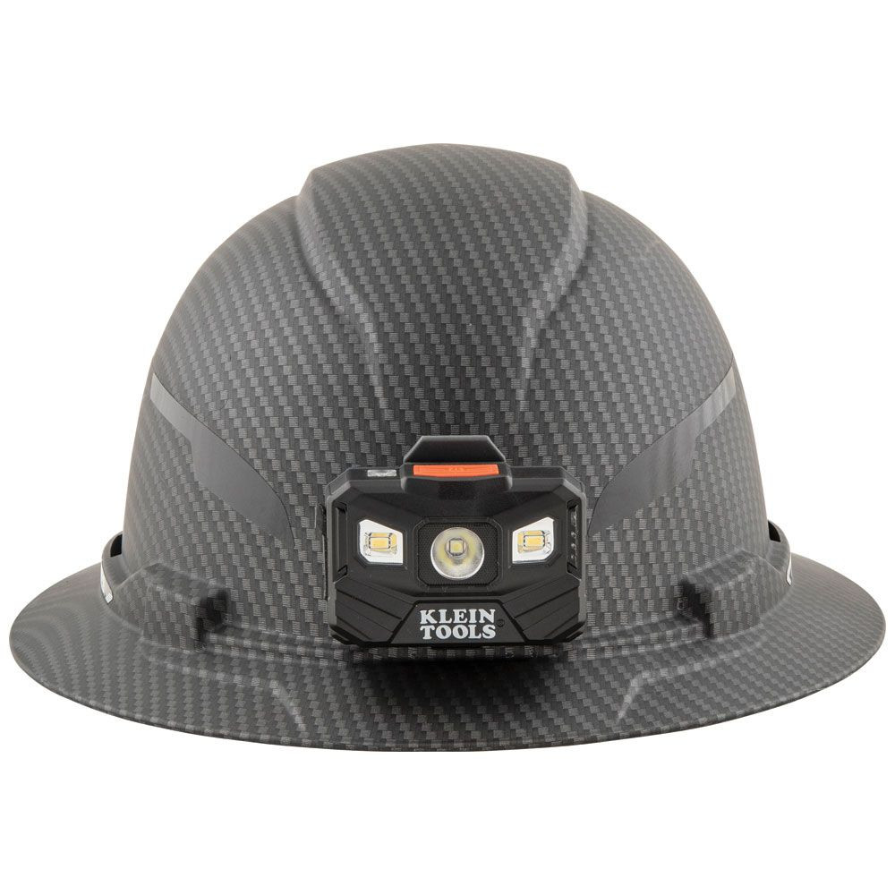 Klein Tools 60346 Premium KARBN Pattern Class E, Non-Vented, Full Brim Hard Hat with Rechargeable Lamp