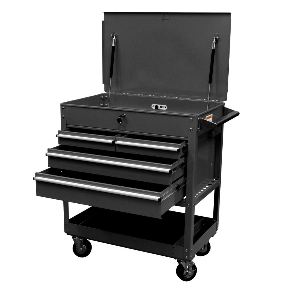 Sunex 8054BK 4-Drawer Service Cart with Locking Top (Black)