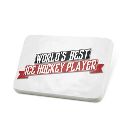 Porcelein Pin Worlds Best Ice Hockey Player Lapel Badge 